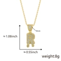 Hip hop zircon letter R bubble pendant necklace in gold finish with size and weight specs - Drip Letter R-Gold