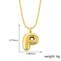 Collier avec pendentif lettre P dorée au design de bulle brillante style ballon - Style P (Pendentif uniquement (Sans chaîne)) / Or