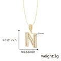 Collana con ciondolo lettera N in oro con zirconi incastonati stile hip-hop - N Ciondolo Solo (Senza Catena) Oro
