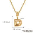 Gold letter D pendant necklace with zircon paving and dimensions 0.76x0.63 inches - Gold