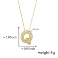 Collana dorata con ciondolo lettera Q incastonata con pietre di zircone bianco lucido - Lettera Q Oro