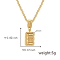 Golden letter E necklace pendant with cubic zircon pave stones and rope chain - Gold