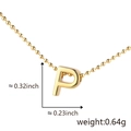 Polished gold initial P pendant necklace on fine bead chain with size and weight specs - P (Gold)