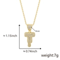 Hip hop gold letter T pendant with zircon micro-pave and a twisted rope chain - Drip Letter T-Gold