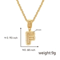 Hip-hop style gold-plated letter F pendant necklace paved with sparkling zircon stones - Gold