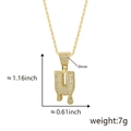 Hip hop style gold letter U pendant with iced-out cubic zirconia and water drop fluid design - Drip Letter U-Gold