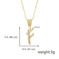 Gold plated alphabet letter F pendant necklace with pave set white zircon stones - Letter F-Gold