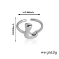 Anello regolabile in argento con linee astratte, dimensioni 0,44x0,65 pollici, 3g - Stile Lettera L (92) / Argento