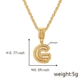 Gold-tone alphabet G pendant necklace with zircon inlays and twist chain for women - Gold
