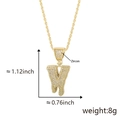Gold letter W drip pendant with micro-pave zircons and twist chain details - Drip Letter V-Gold