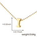 Polished gold letter I pendant necklace with ball chain dimensions and weight info - I (Gold)