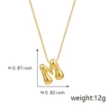 Golden puffy letter M pendant necklace with liquid metal finish and size dimensions - M Gold (Pendant Only (Without Chain))