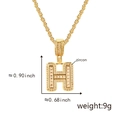 Gold twisted chain necklace with zircon-studded letter H pendant, dimensions shown - Gold