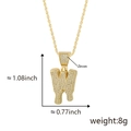 Golden hip hop letter W pendant with micro-paved zircons and melting effect design - Drip Letter W-Gold