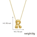 Minimalist gold 3D chubby letter R pendant necklace with polished finish, weight 8g - R Gold (Pendant Only (Without Chain))