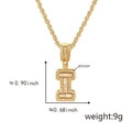 I-letter alphabet pendant necklace with paved zircons on golden rope chain for hip hop style - Gold