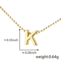 Polished 3D gold-plated letter K pendant necklace with bead chain for women - K (Gold)
