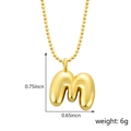 Collier lettre M dorée style ballon avec effet 3D bombé et chaîne à billes - Lettre M (Pendentif Uniquement) / Or