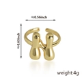 Anello regolabile in rame dorato con design a lettera H fluida e finitura lucida - Stile Lettera N (92) / Oro