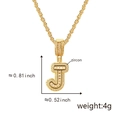 Golden letter J pendant necklace with zircon pavé and twisted chain detail - Gold