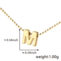 Polished gold initial M letter pendant necklace with bead chain dimensions and weight - M (Gold)