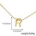 Polished gold initial R pendant necklace on a ball chain with 0.33 inch height - R (Gold)