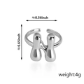 Anello regolabile in metallo liquido argento con misure di 0,56 per 0,65 pollici - Stile Lettera N (92) / Argento