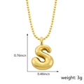 Collier avec pendentif lettre S style ballon doré et chaîne à billes de 0,76 pouce - Style S (Pendentif uniquement (Sans chaîne)) / Or
