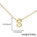 Polished gold initial S pendant necklace with minimalist bead chain and dimensions - S (Gold)