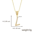Gold pendant necklace letter L with micro-paved zircons and shiny metallic finish - Letter L-Gold