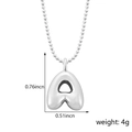 Collier avec pendentif lettre A argenté poli au design ballon et dimensions incluses - Lettre A (Pendentif Uniquement) / Argent