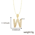 Pendente lettera W placcato oro con micro pavé di pietre in zirconia cubica - W Ciondolo Solo (Senza Catena) Oro