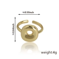Anello regolabile placcato oro con ciondolo circolare lucido e dettagli sulle dimensioni - Stile Lettera O (92) / Oro