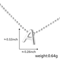 Polished silver letter A pendant necklace with ball chain and size specifications - A (Silver)