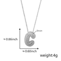 Ciondolo lettera C in argento con zirconi e specifiche dettagliate delle misure - C Argento