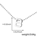 Polished silver letter B pendant necklace with bead chain dimensions and weight info - B (Silver)