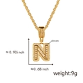 Gold letter N pendant necklace with sparkling cubic zirconia and twisted rope chain design - Gold