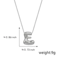 Polished silver 3D puffed letter E pendant necklace with minimalist metal chain - E Silver (Pendant Only (Without Chain))
