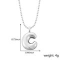 Collier avec pendentif lettre C dorée effet ballon avec dimensions précises - Style C (Pendentif uniquement (Sans chaîne)) / Argent