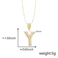 Collana con ciondolo a lettera Y dorata con pavé di zirconi bianchi e specifiche misure - Y Ciondolo Solo (Senza Catena) Oro