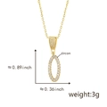 Gold oval letter pendant necklace with zircons measuring 0.89 x 0.36 inches and weighing 3g - Letter O-Gold