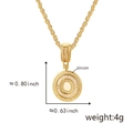 Gold rope chain necklace featuring a zircon encrusted round pendant with letter O - Gold