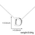 Polished silver letter D pendant necklace, height 0.32 inch, lightweight metal jewelry - D (Silver)