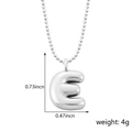 Collier avec pendentif lettre E style ballon argenté, dimensions 0.73x0.47 pouces - Style E (Pendentif uniquement (Sans chaîne)) / Argent