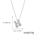 Polished silver-tone puffy H letter necklace pendant with dimensions and weight info - H Silver (Pendant Only (Without Chain))