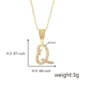Gold-plated letter Q pendant with zircon stones showing 0.87 inch height measurement - Letter Q-Gold