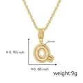 Zircon-encrusted letter Q pendant necklace in gold finish with rope chain dimensions - Gold
