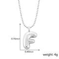 Collier avec pendentif lettre F argentée en forme de ballon avec dimensions - Style F (Pendentif uniquement (Sans chaîne)) / Argent