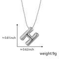 Collana con pendente lettera H a bolla 3D argento con finitura lucida e catena a sfere - H Argento (Ciondolo Senza Catena)