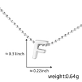 Polished silver alphabet F pendant necklace with measurements and bead chain - F (Silver)